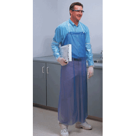 Blue Vinyl Apron with Raw Edges, 33 x 44 in., 6 mil.