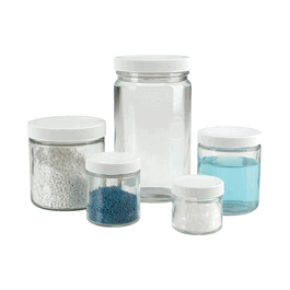 DWK Life Sciences (Wheaton) 1000 mL (32 oz) Clear Glass Straight Sided Jars with 89-400 White PP Poly-Vinyl Lined Closure