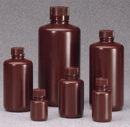 Thermo Scientific Nalgene 30 mL Boston Round Narrow-Mouth Opaque Amber HDPE Bottles with 20 mm PP Closure: Bulk Pack