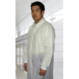 Breathable Polypropylene Cleanroom Lab Coats, Knit Wrists, Plastic Snap Front, No Pocket, L