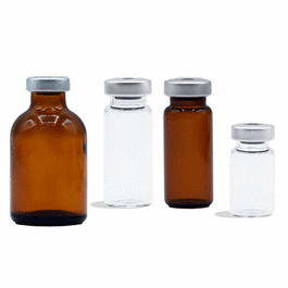 10 mL Sterile Glass Vial, Amber, 20 mm Stopper, Silver Seal