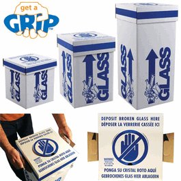 Dynalon Glass Disposal Box, Floor Model with Handles, 12 x 12 x 27 in.