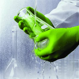 SHOWA N-DEX Textured Nitrile Gloves, 9.5 in., Hi-Vis Green, L
