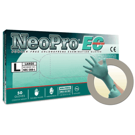 Microflex NeoPro EC Extended Cuff Powder-Free Neoprene Exam Gloves, 11.4 in., Green, 2XL