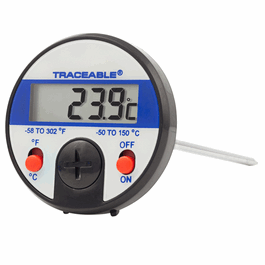 Control Company Surface Dial Thermometer, Stainless Steel Probe with 1/2 in. metal disk at end for surface measurements