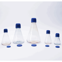 Dynalon 1 L Sterile Polycarbonate Baffled Erlenmeyer Flasks with 53 mm PP Screw Closure