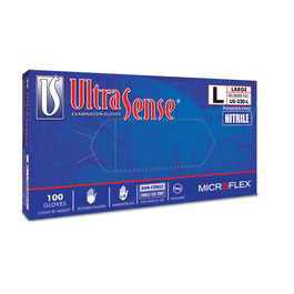 Microflex UltraSense Polymer-Coated, Powder-Free Nitrile Exam Gloves, 9.6 in., Blue, L