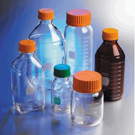 PYREX 1L Round Wide Mouth Media Storage Bottles, with GLS80 Screw Cap