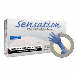Microflex Sensation Powder-Free Nitrile Exam Gloves, 9.5 in., Blue, M