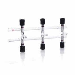DWK Life Sciences (Kimble) KONTES Double Vacuum and Gas Manifold, With PTFE Valves, 400 mm, 3 Places