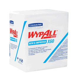 Kimberly-Clark WYPALL X60 Washcloths, Quarter Fold, 12.5 x 12 in., White