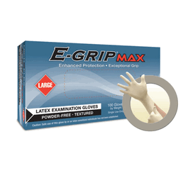 Microflex E-Grip Max Powder-Free Latex Exam Gloves, 9.5 in., Natural, L