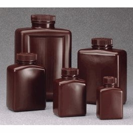 Thermo Scientific Nalgene Wide-Mouth Amber Rectangular HDPE Bottle, 1000 ml