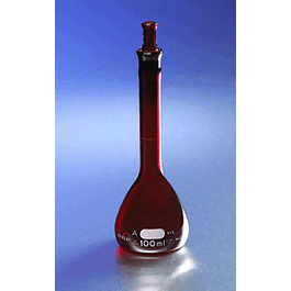 PYREX Low Actinic 1000 mL Class A Certified and Serialized Volumetric Flasks, with Glass Standard Taper Stopper