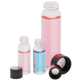 DWK Life Sciences (Kimble) Vial,Sample,Clr,Kimax,W/Unattached Black Phenolic Closure W/PTFE-Faced/White Rubber Liner,1 Dram,15x45,13-425 GPI Thread Finish