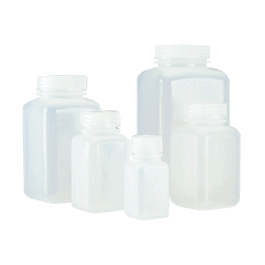Thermo Scientific Nalgene Square Wide-Mouth PPCO Bottles with Closure, 175 mL (6 oz)