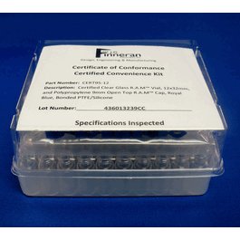 Certified Vial Kit with 2.0 ml Amber Glass R.A.M Vial with Marking Spot and 9 mm R.A.M Bonded PTFE/Silicone Septa Open Top Cap