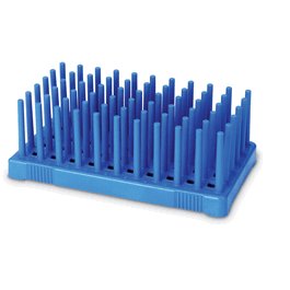 96 x 7 mL Blue Polypropylene Peg Rack, 3.2 x 4.96 x 2.71 in.