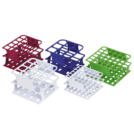 9 x 15 to 50 mL OneRack Half-Size POM Test Tube Rack, 30 mm well dia., Blue, pk/8