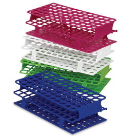 40 x 5 to 30 mL OneRack Full-Size POM Test Tube Racks, 25 mm well dia., Blue, pk/8