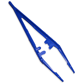 ABS Plastic Forceps, Straight Tip, 110 mm, Dark Blue