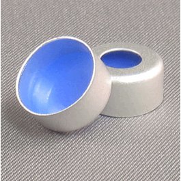 JG Finneran 20 mm Silver Seal, 3 mm Thick Clear PTFE/Blue Silicone Septa, Ultra Low Bleed