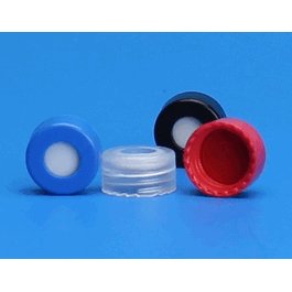 J.G. Finneran Preassembled R.A.M. 9 mm Smooth Screw Thread Closures with Bonded PTFE/Silicone Septa, Black