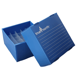 25 x 5 mL True North Flatpack Freezer Boxes, Corrugated Blue Polypropylene