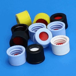 JG Finneran 10-425 mm Black Open Hole Polypropylene Closure, Bonded Red PTFE/Silicone Septa, 0.060 in. with Slit