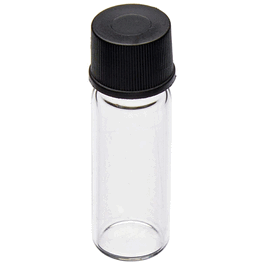 JG Finneran 1 Dram 15x45 mm Vial, 13-425 mm Black Polypropylene Solid Top Cap, PTFE/F217 Lined