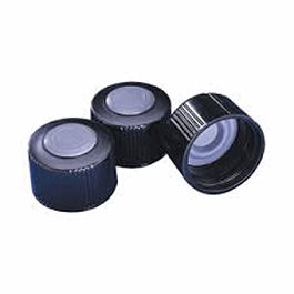 DWK Life Sciences (Wheaton) 33-430 mm Black Phenolic Open Top Screw Cap with Gray Chlorobutyl/50 Septa and Flange, Bulk