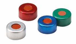 PerkinElmer 11 mm Pre-Assembled Blue Aluminum Crimp Cap with PTFE/Red Rubber Septa
