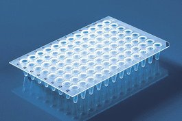 96-well Clear PCR Plates, non-skirted, elevated rim, 0.2mL, 10 bags of 5