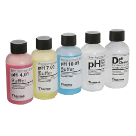 All-in-One pH Buffer Kit, includes one 60 mL bottle of pH 4.01, 7.00 and 10.01 Buffers, pH Electrode Storage Solution and Cleaning Solution