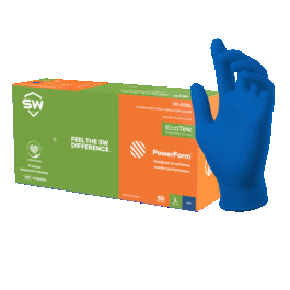SW(R) PowerForm(R) PF-95BL Blue 6.1mil Nitrile Exam Dry Core Sweat Absorbent Gloves - Medium
