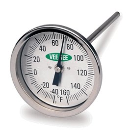 3 in. Dial Soil and Compost Testing Thermometer, -40 to 160 degree F, 12 in. Stem, Glass Face