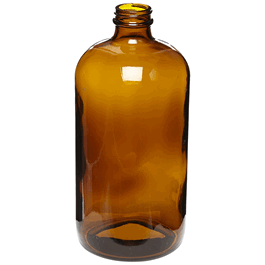 DWK Life Sciences (Kimble) Amber Boston Round Bottles, 4 oz (125 mL), bulk packed, without cap