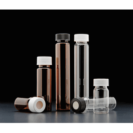 20 mL Amber Vial, 24-414 mm Open Top White PP Closure, 0.100 in. PTFE/Silicone Septa