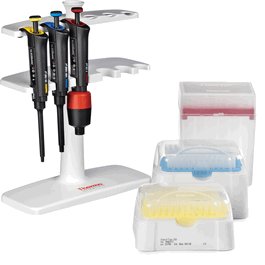 Finnpipette F2 GLP Kit 3, includes 3 Finnpipette F2 Pipettors from 10 to 10,000 uL, F-Stand and Finntips