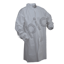 Epic Microporous High Performance / Static Dissipative Cleanroom Frocks, No Pockets, Snap Front, White, 2XL