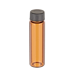 JG Finneran 3 Dram Amber 19x65 mm Vial, 15-425 mm Black Polypropylene Open Hole Cap, PTFE/Silicone Lined