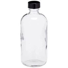 1 oz (30mL) Clear Boston Round, 20-400mm Thread, Phenolic Closure/PE Cone Lined