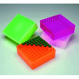 81-Well Cryogenic Storage Racks with Lid, 1.5 or 2 mL vials, Fluorescent Orange
