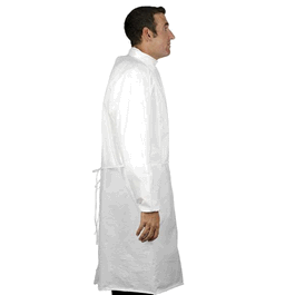 Sterile Clean Room Gown with Elastic Wrists, White SMS, Anti-static, Stand-up Collar with Velcro Closure in back, 3XL
