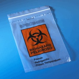 Biohazard Specimen Transport Bags, Ziplock with Score Line and Document Pouch, 12 x 15 in.