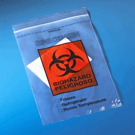 Biohazard Specimen Transport Bags, Ziplock with Score Line, Document Pouch and Absorbent Pad, 6 x 10 in.