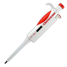 Globe Diamond PRO Pipette, Adjustable Volume, 0.1 to 2.5 uL, Red
