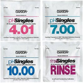 Calibration Solutions; Assortment Pack; 5 each pH 4.01, 7.00, 10.00 and rinse water pouches