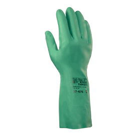Ansell Sol-Vex 15 mil. Flock Lined Nitrile Immersion Gloves, 13 in., Green, Size: 8 to 8.5