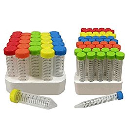 SpectraTube Centrifuge Tubes with Rainbow Caps, 15 mL, Sterile, Racked